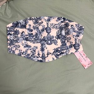 SHEIN MOD Figure Graphic Bandana Hem Crop Tube Top Medium